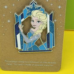 Disney Princess Elsa Glittery Framed Enamel Metal Pin 