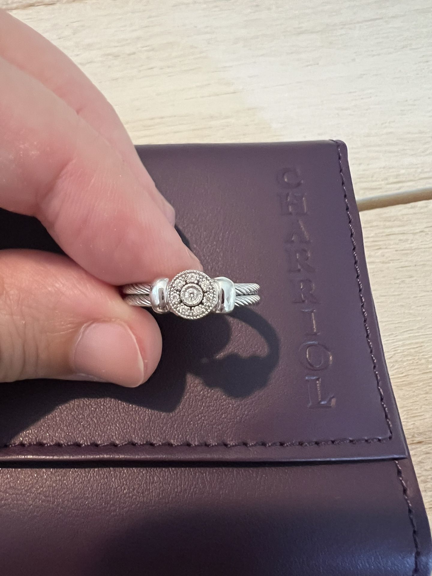 CHARRIOL Diamonds Round Cut 18k White Gold Cable Ring — Size 7
