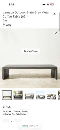 Williams Sonoma Larnaca Outdoor Slate Grey Metal Coffee Table