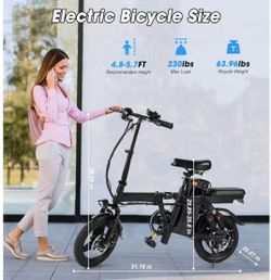 Electric Bike for Adults,14" Folding Adult E Bike with 500W Motor,20 mph,28 Miles Range,Advanced 9-Point Suspension & Pro-Level 44.99% Brake Ratio,Rem