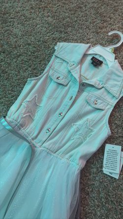 Girls dress size 10 light blue den