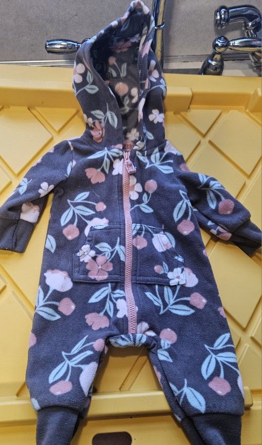 Newborn Carter's Baby Girl Floral Hooded One Piece