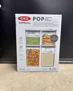 OXO SoftWorks 4‑Piece POP Container Set with Rice Measuring Cup & Scoop