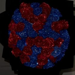 glittery blue and red eternal bouquet 