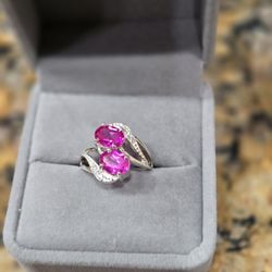 925 Sterling Silver 2.65Ct Oval Shape 100% Natural Pink Tourmaline Women's Ring