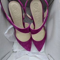 Authentic Calvin Klein Pink Suede Slingback Heels Size 7