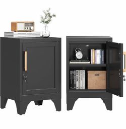 Metal bedside cabinet nightstand with lock