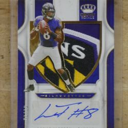 2019 Panini Crown Royale Lamar Jackson Silhouettes No.SA431/10 Patch Card Signed. very good condition 