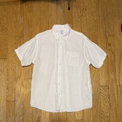 Brooks Brothers short sleeve 100% linen button up shirt size L large