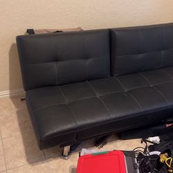 Faux Leather Foldout Couch 