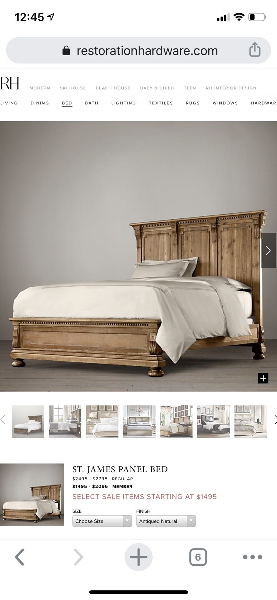 Restoration Hardware Queen St James Bed