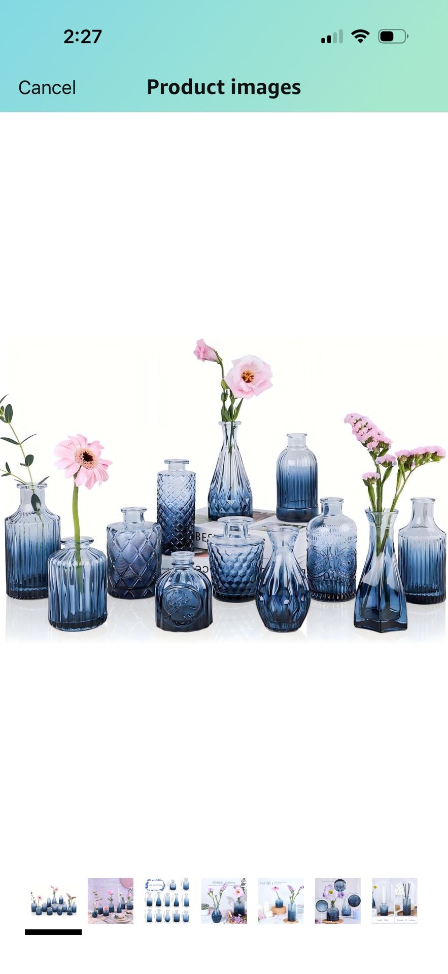 Navy Blue Glass Bud Vases Set of 20 Mini Flower Vase for Centerpieces, Small Glass Vases in Bulk for Wedding Decorations, Vintage Vase Bridal Shower,