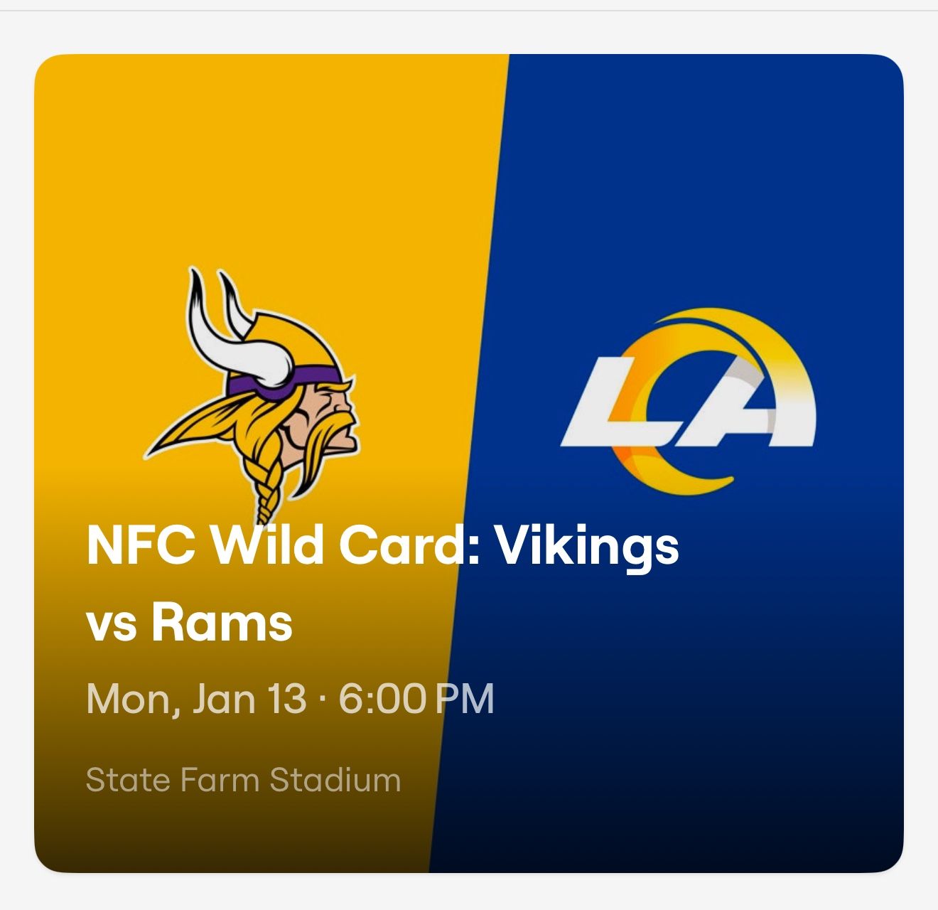 NFC Wild Card Game Vikings Vs Rams