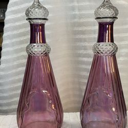 Vintage Amethyst purple glass decanters