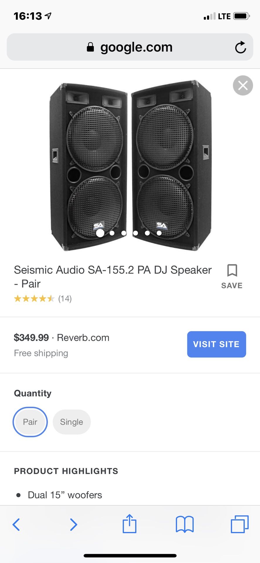 Seismic Audio SA-155.2 PA DJ Speaker - Pair