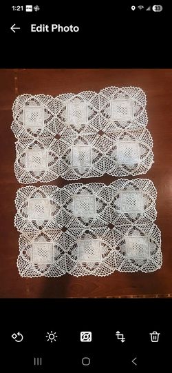 Vintage hand Crocheted doilies set 8"×13"