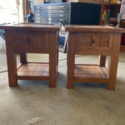 Lovely Wood And Bamboo End Tables