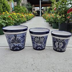 Talavera  Set Of 3 Vases. Clay Pots, Planters,Plants, Pottery. $75 cada set de 3