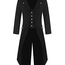 Mens Steampunk Victorian Jacket Gothic Tailcoat Costume Vintage Tuxedo Viking Renaissance Pirate Halloween Coats