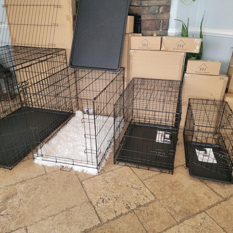 Brand New Dog Crates 2 Door Folding Pet Cages With Tray  24" Sm'md $40/ 30" M'l $50/ 36" L'xl$60/ 42" Xxl$80/  48"  $100 Xxxl Crate NEW IN BOX Jaulas