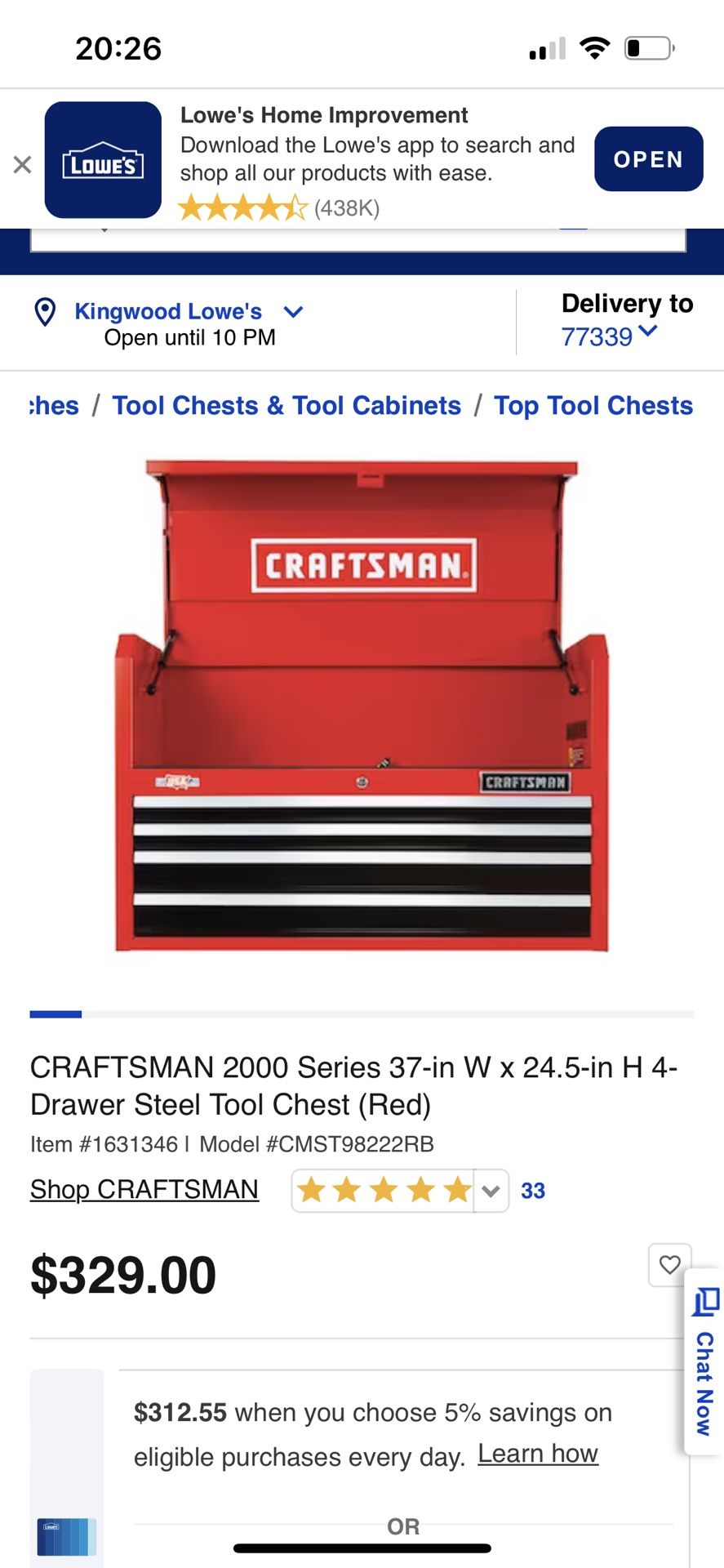 CRAFTSMAN 2000 Series 26-in W x 24.5-in H 4-Drawer Steel Tool