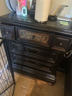 Free Dark Wood Dresser with Scroll Detail