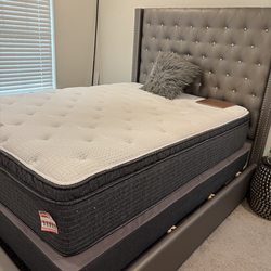 Queen grey diamond Bed . BED FRAME & Box Spring