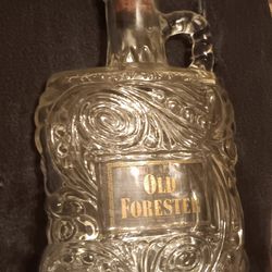 VTG Old Forester 1952 KY BOURBON Whiskey DECANTER embossed swirls W/ handle