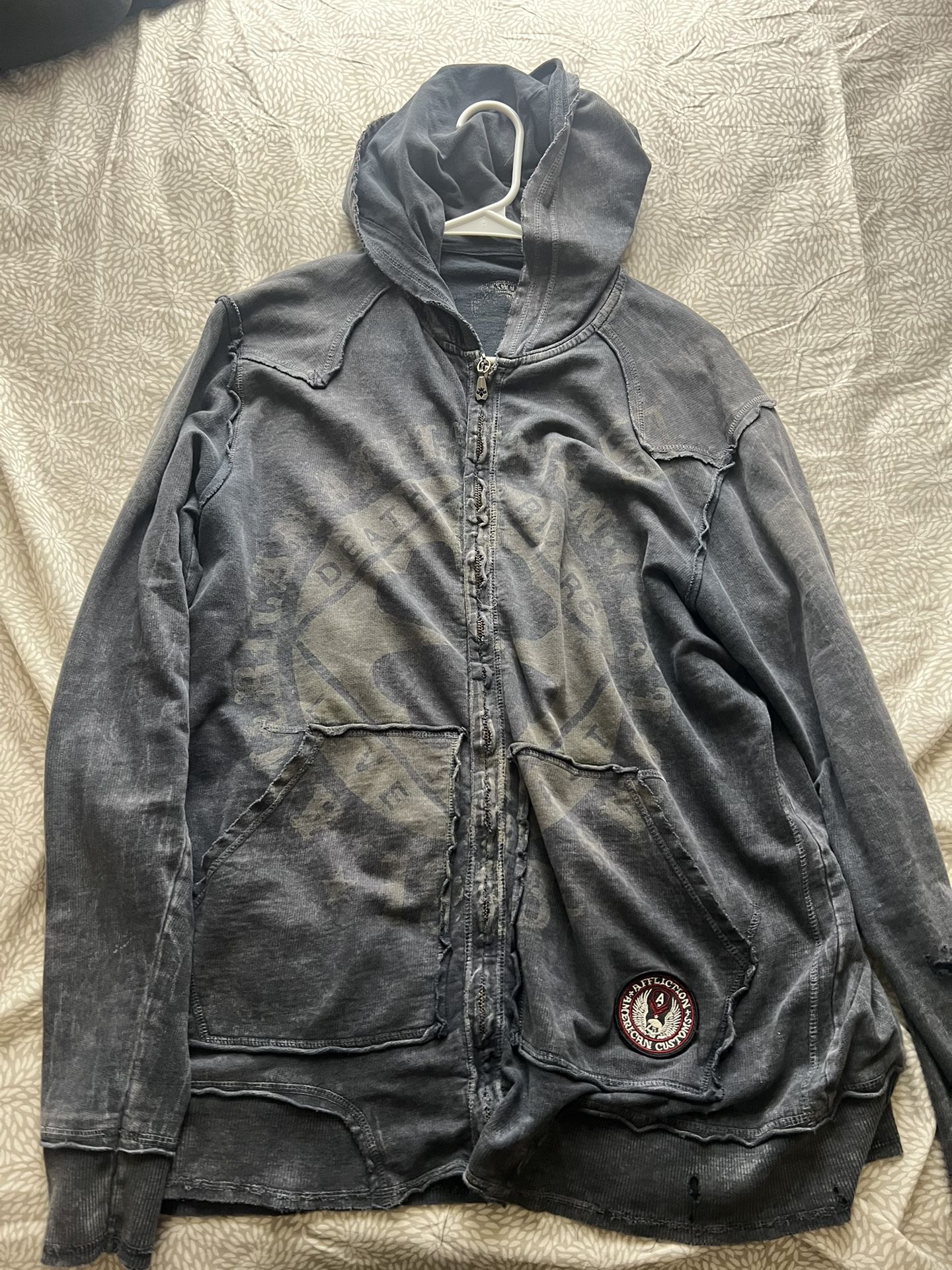 Blue Affliction patch zip up hoodie