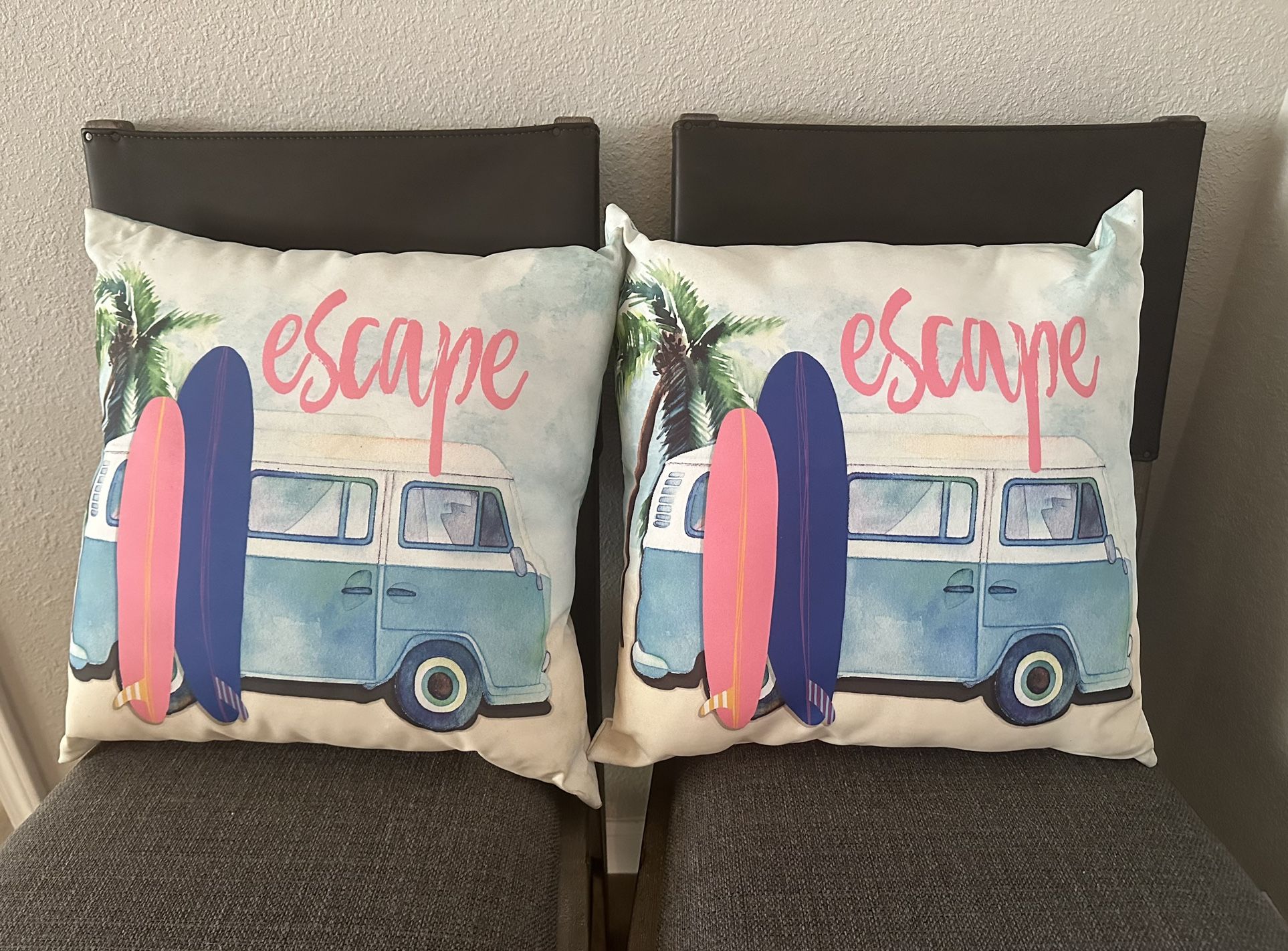 Escape Indoor/Outdoor Pillows VW Bus w/ Surfboards