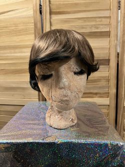 Short 6” Layered Brown and Dark-Toned Synthetic/Blended Hair Wig