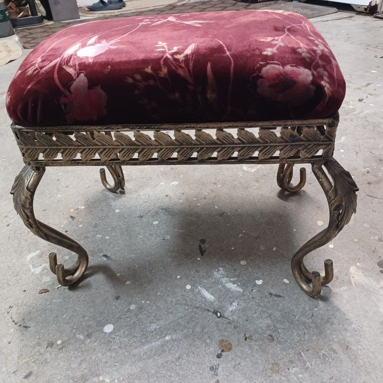 Brass Velvet Stool