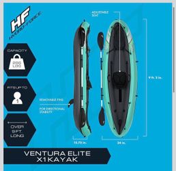 Bestway Hydro Force Inflatable Kayak Set | Includes Seat, Paddle, Hand Pump, Storage Carry Bag | Great for Adults, Kids and Families