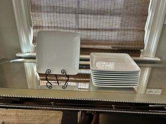 White Square Ceramic Plates Set
