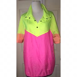Vintage retro Nike neon short sleeve pullover half nap jacket shirt excellent condition