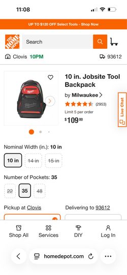 Milwaukee 10 in jobsite tool backpack
