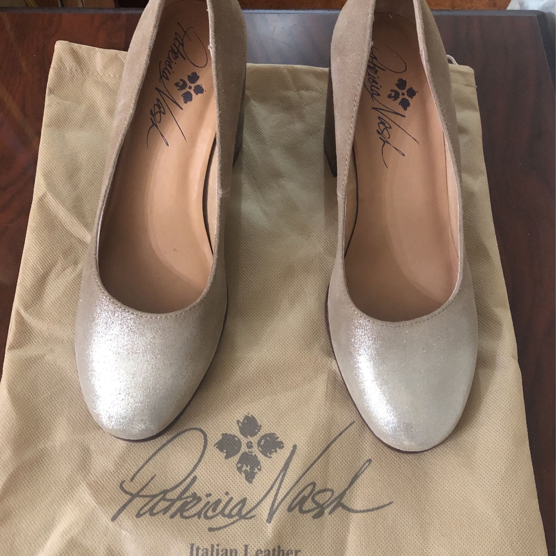 Patricia Nash Block Heel Suede Leather Pumps