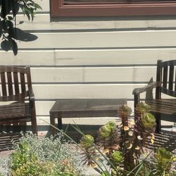 2 Teak Chairs And Coffee Table -retail For Over $1500