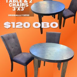 Blue Stone Granite Table W 2 Chairs 