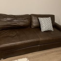 RH Leather Couch With Down Filling