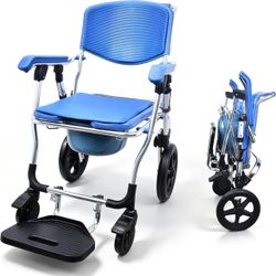 NEW 4-in-1 Bedside Commode Wheelchair
