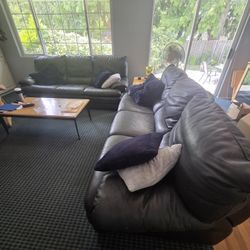 Black Leather End Reclinimg Sofas ( Leather Is In Excelent Condition) $ 250 Or 400 For Both. Priced To Sell Quick And All Offers Welcome