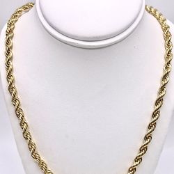 Rope Link Chain 14k Yellow Gold Filled Necklace Cadena Oro Laminado Soga 
