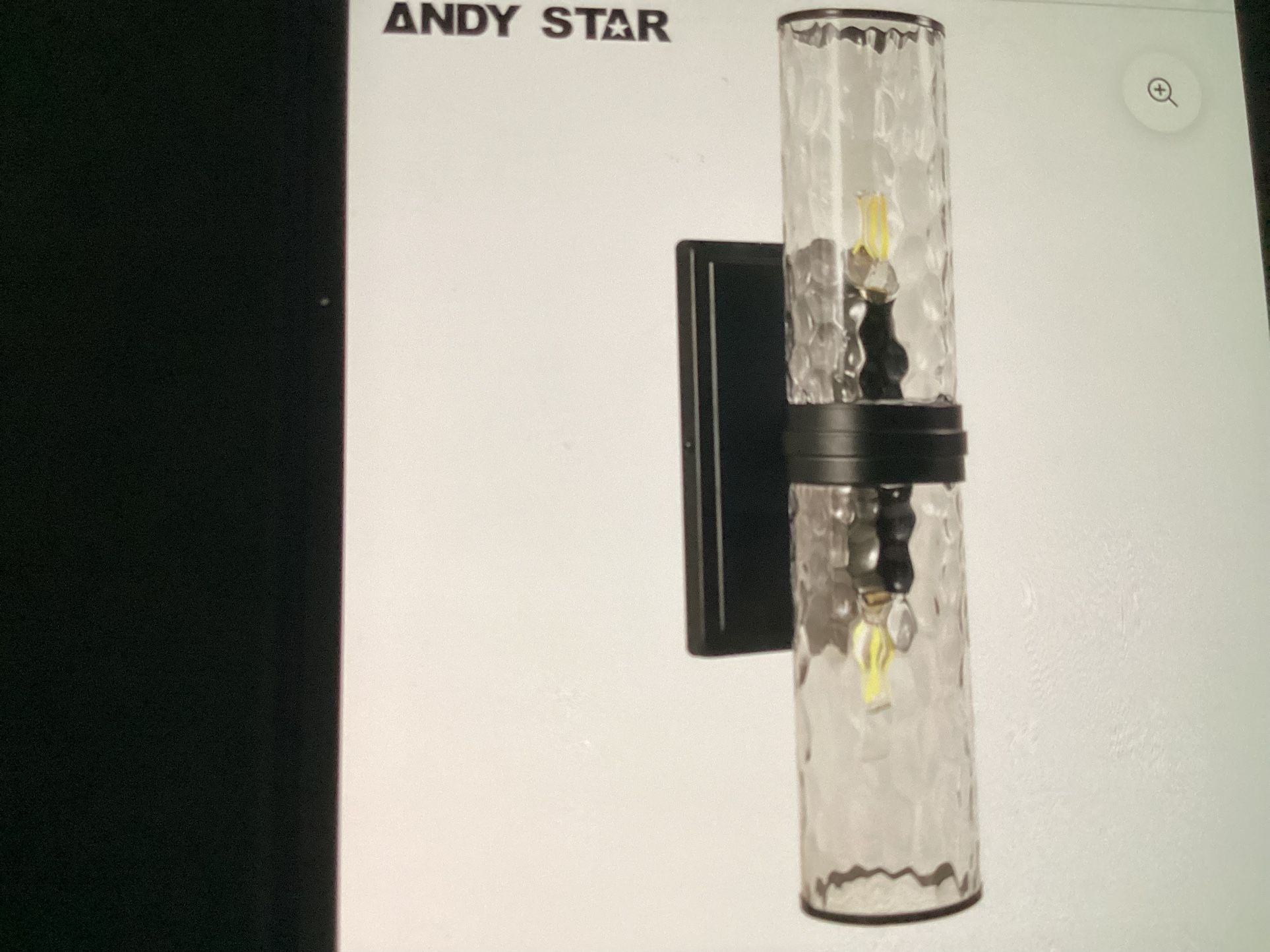 Andy Star Modern Light Wall Fixture, Double Wall Sconce with Hammered Glass Shade