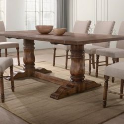 Brand New Antique Natural Oak 7pc Dining Table Set