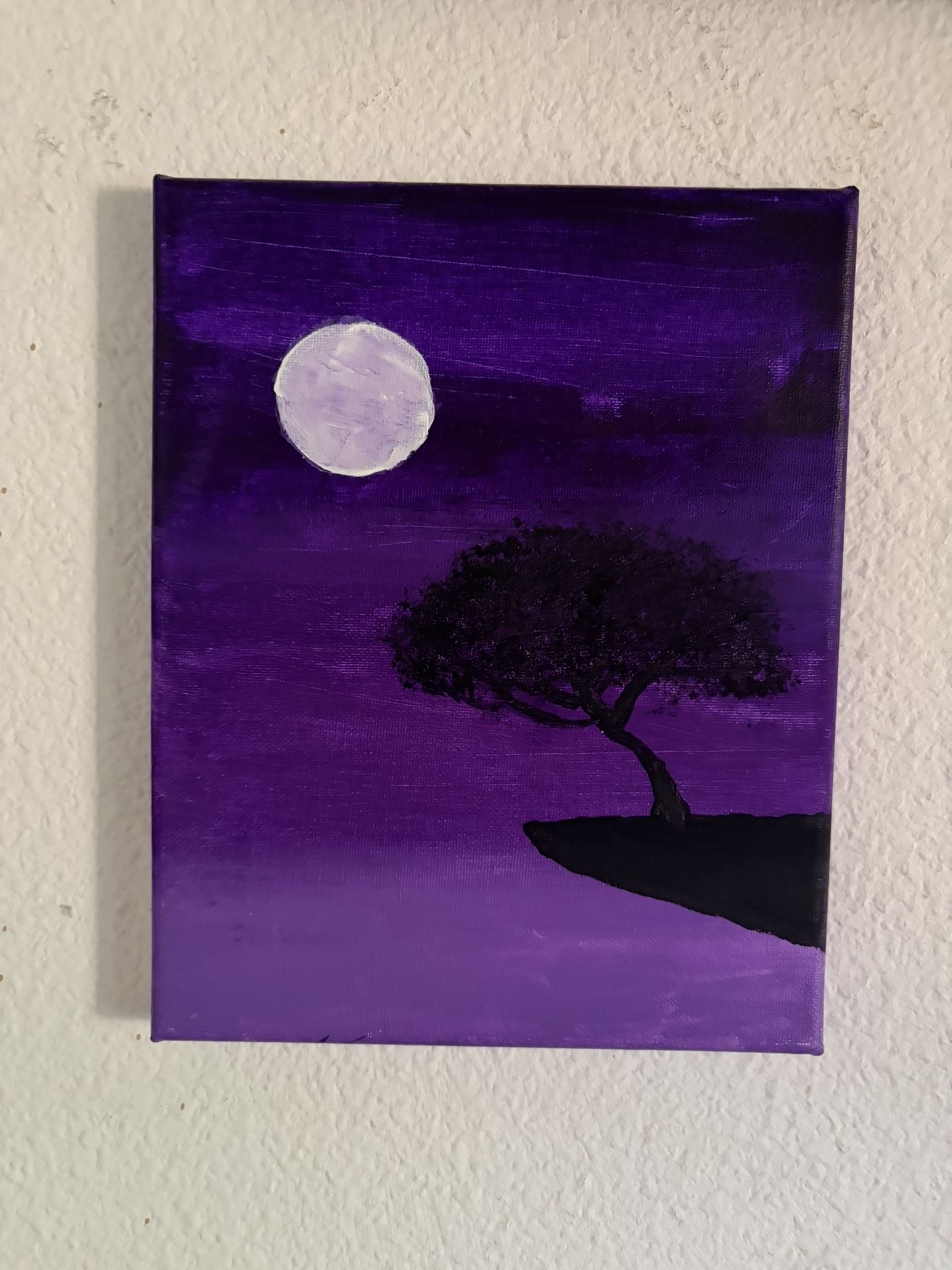 Midnight Tree Painting On Cliff