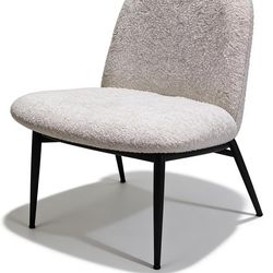 Modern Minimalist Armless Accent Chair with Metal Legs Upholstered in Fabric White
