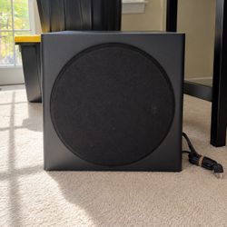 Black Powered Subwoofer with Power Cable