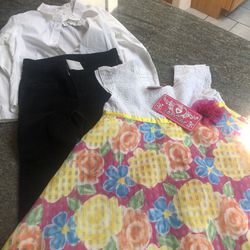 Girl Toddler 4 T Lot , Easter/ Spring Dress , Gap Pants And White H&M Button Down Shirt.