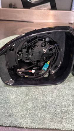 Land Rover Range Rover drivers mirror assy and housing cover blue.